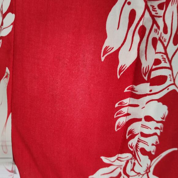 Vintage Royal Creations Red Leaf Hawaiian Maxi Dress Sleeveless Slit USA Size M - Picture 8 of 16